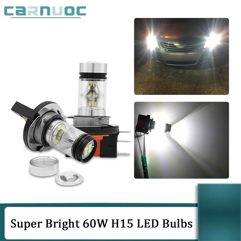 

2Pcs/set LED H15 For Audi A3 A4 A5 A6 C6 B7 Mercedes Benz BMW Volkswagen Jetta Golf GTi Tiguan Fog Bulb Running Lights White