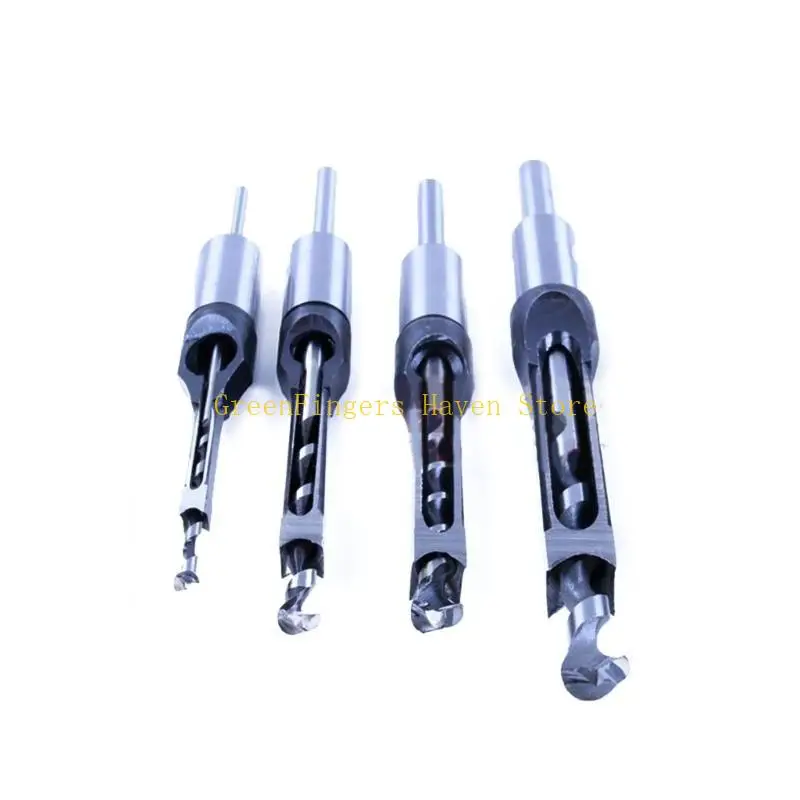 

F68D 6Pcs Square Hole Mortise Drill Bit Tools, 5/8" 9/16" 3/8" 5/16" 1/4" HSS Woodworking Hole Mortising Bit