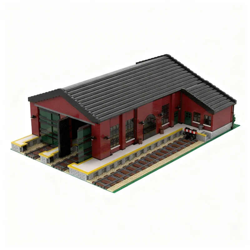 10271pcs MOC Entrepôt Pour Locomotives - Engine House - Maschinenhaus - City Trains Model Building Blocks Christmas Gift Toys