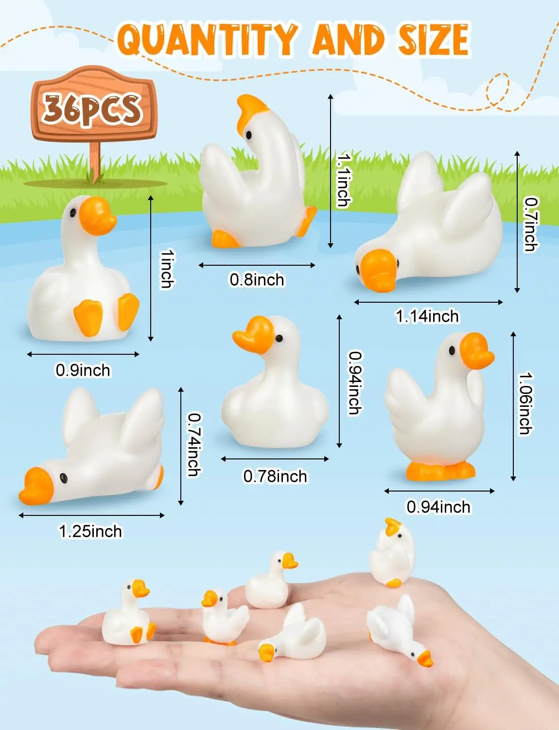 12Pcs Mini Resin Goose Figurines, Tiny Animal Statues for Desk, Garden, Lawn, Yard, Micro Landscape, Aquarium, Potted Plants & D
