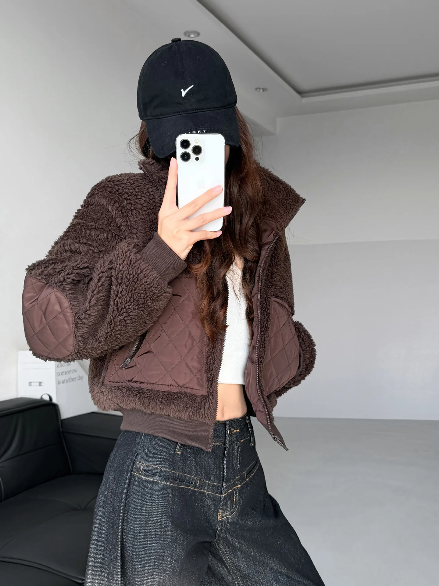 

Модная верхняя одежда, женская легкая полиэстеровая куртка Fce с большими четырьками, свободное теплое осенне-зимнее пальто в стиле ретро