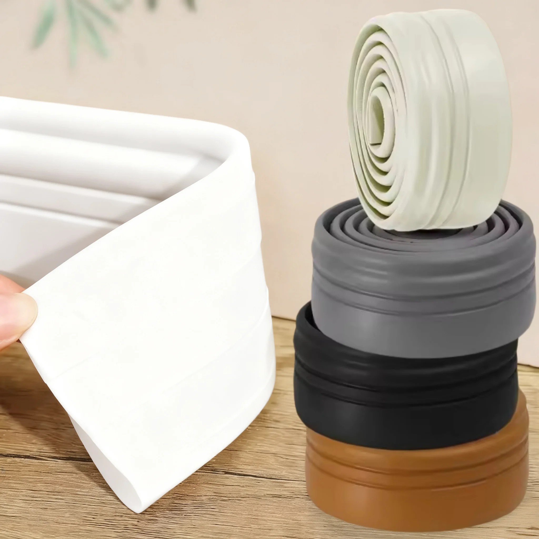 1Rolls 9.8cmx2m Self Adhesive Flexible Foam Molding Trim, Peel and Stick Baseboard Molding Trim, 3D Decorative Wall Lines Wall