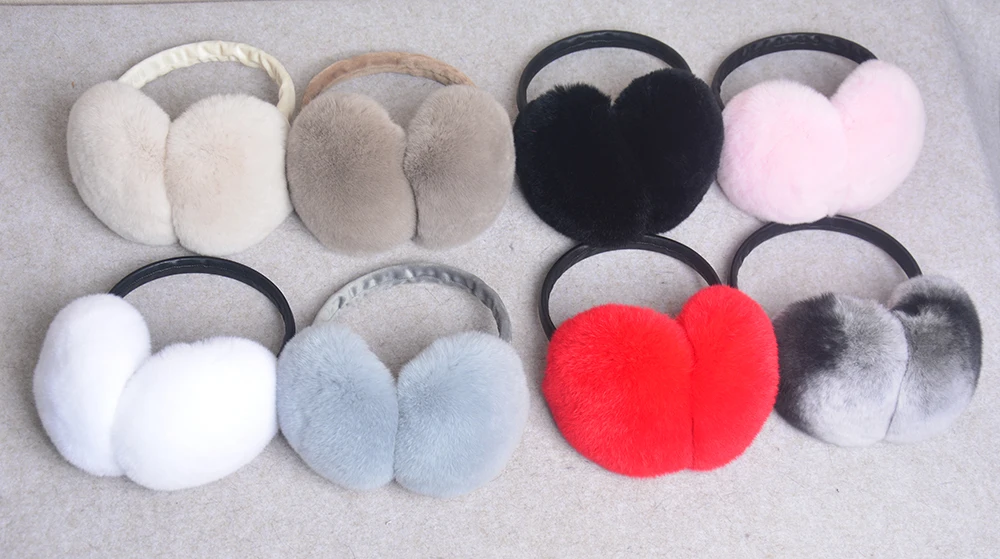 Rex Rabbit Fur Hang Ear Cover Warm Winter Earmuffs Headwear Ear Muffs Fur Earmuffs Cold Ear Warmer Fold Ear Protection Headband