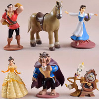 6pcs/set Disney Cartoon Beauty And The Beast Action Figure Anime Handmade Model Decoration Collection Belle Princess Toys Gift