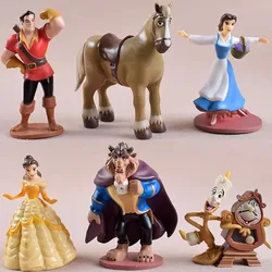 6pcs/set Disney Cartoon Beauty And The Beast Action Figure Anime Handmade Model Decoration Collection Belle Princess Toys Gift