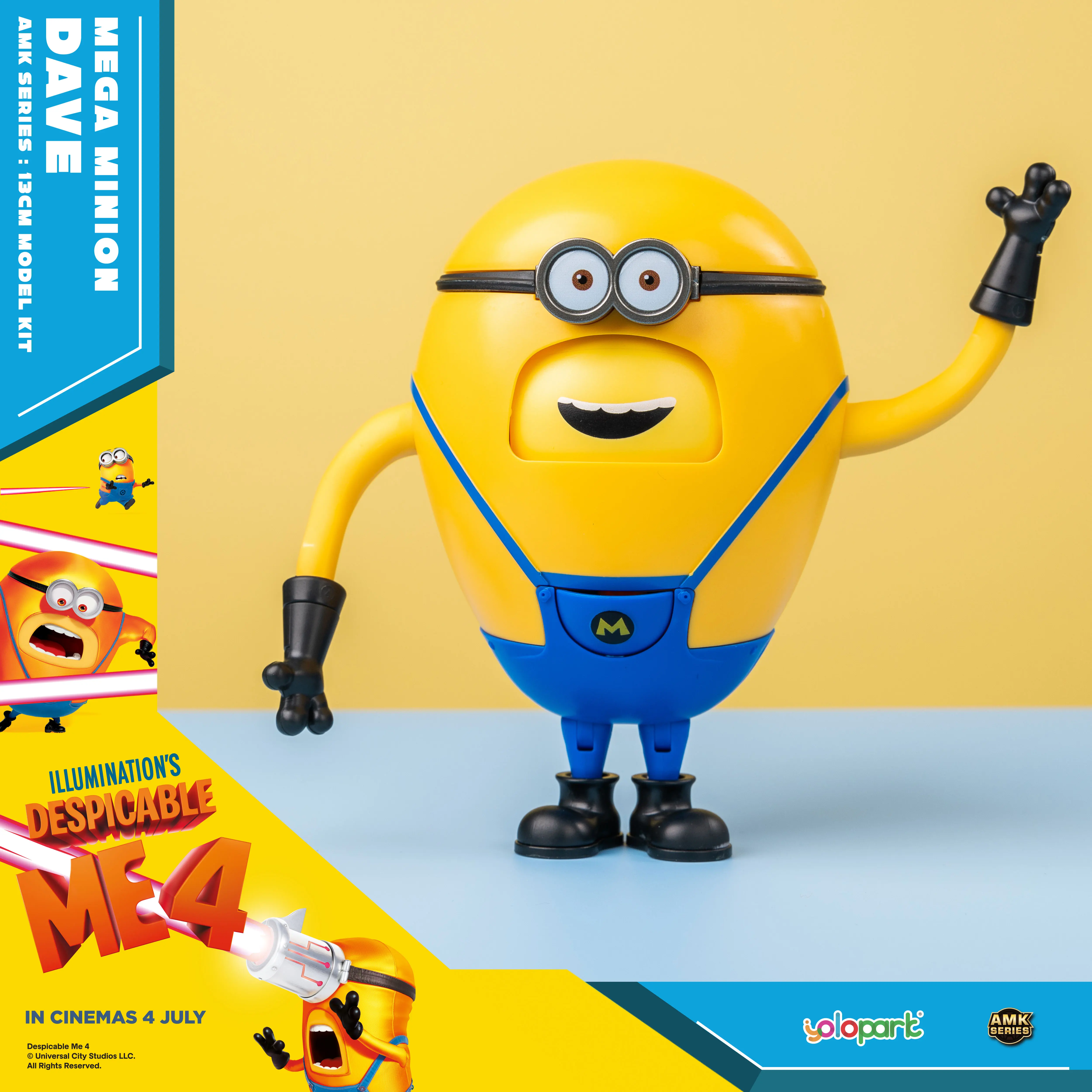 YOLOPARK Genuine Minions Despicable Me 4 Toys 12cm Mega Dave Action FiguresMinion Model Gifts For Kid