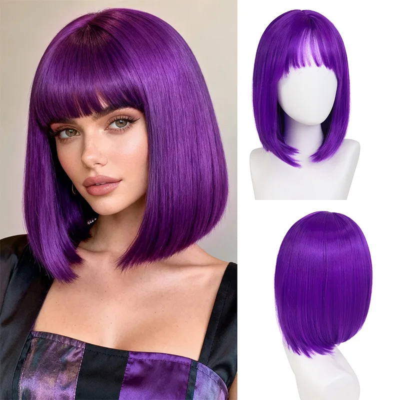Bobblehead synthetic wig for Halloween cosplay, wig for role-playing, daily party, high-temperature hair accessory