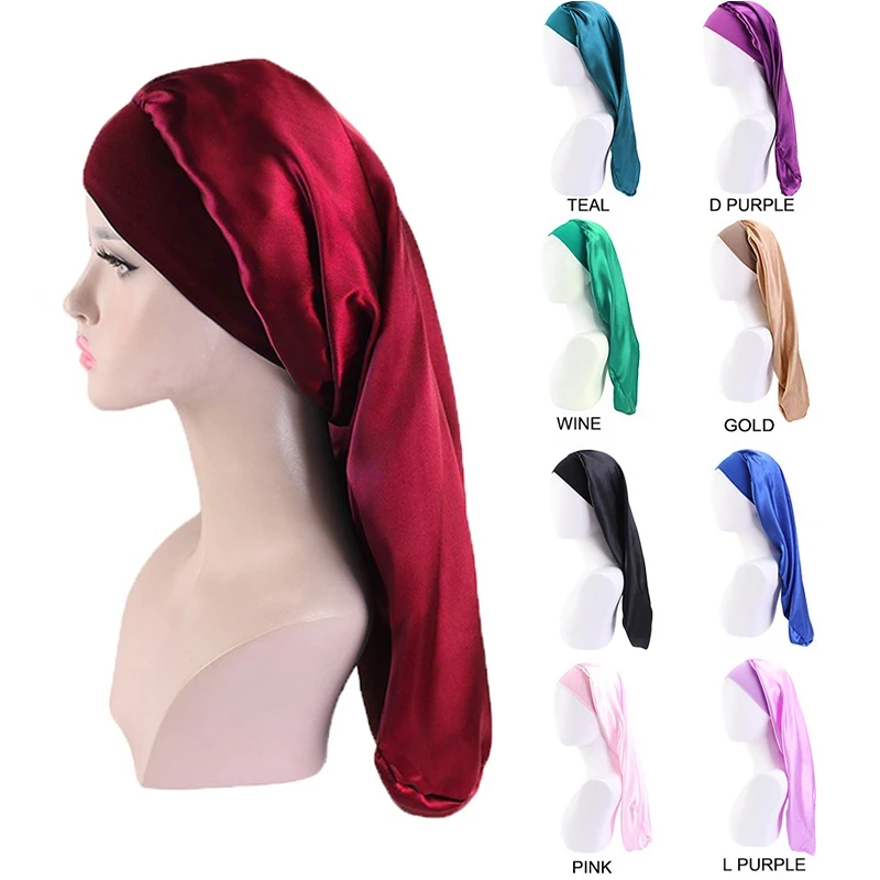 

Satin Sleep Cap Elastic Wide Edge Satin Bonnet for Women Long Hair Sleeping Hats Wrap Night Cap Hair Healthy Care Bonnet Unisex