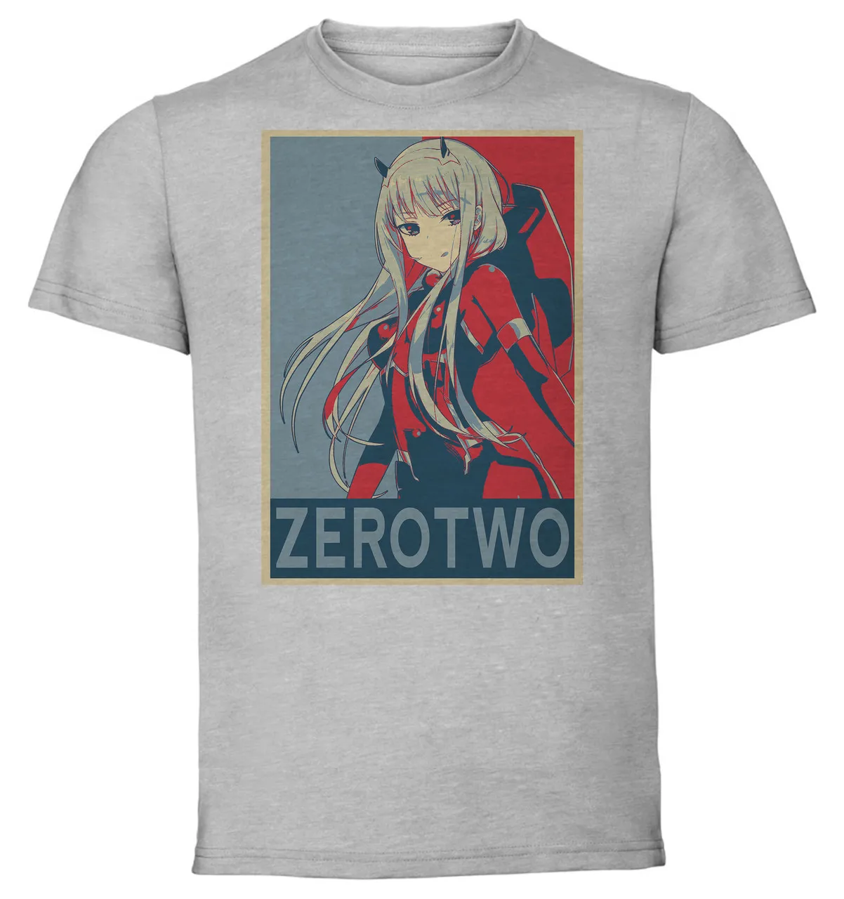 T-Shirt Unisex Grey Propaganda Darling in the Franxx Zero Two variant 7