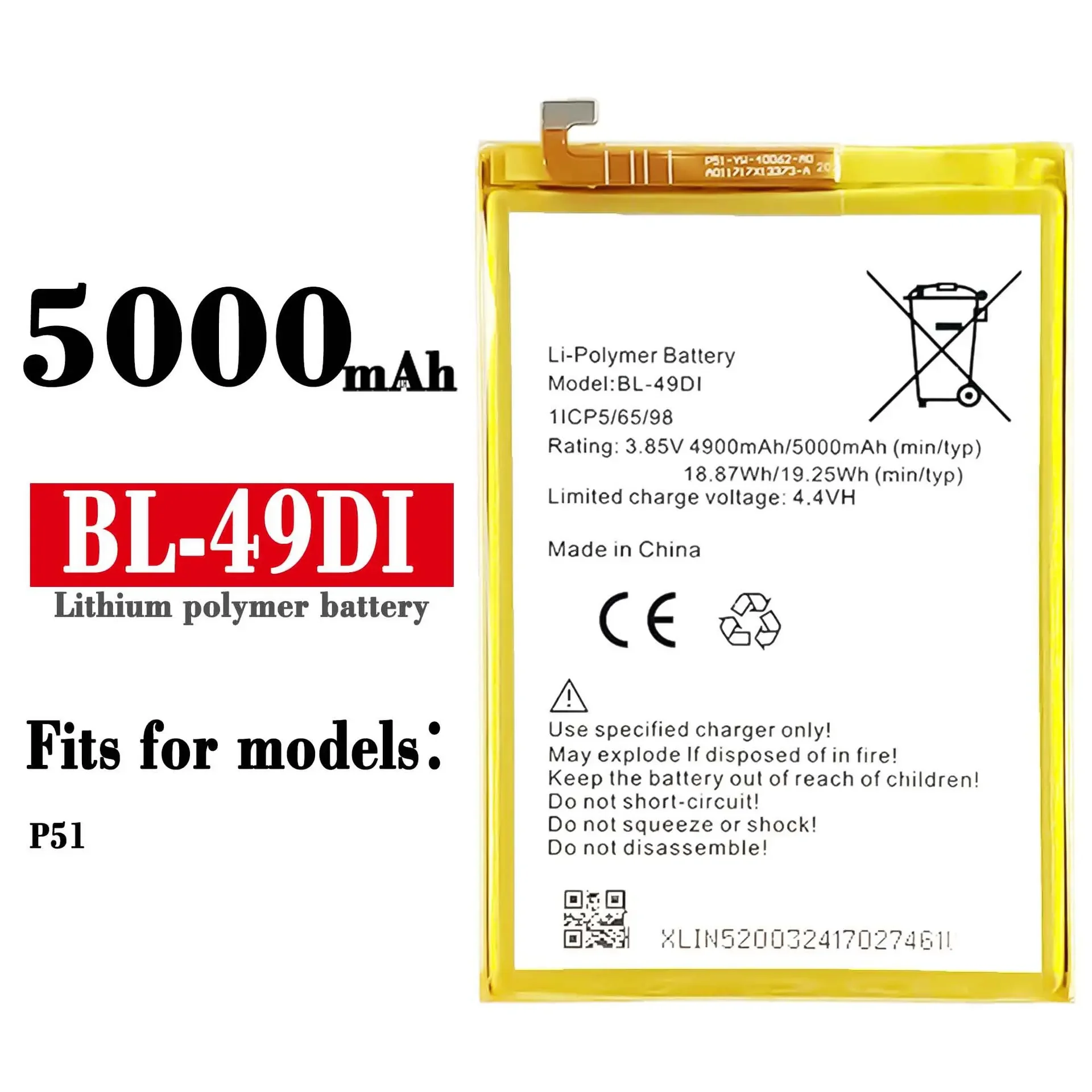 Itel BL-49DI、p51電話用の高品質交換用バッテリー,5000mAh,大容量,内蔵バッテリー,新品