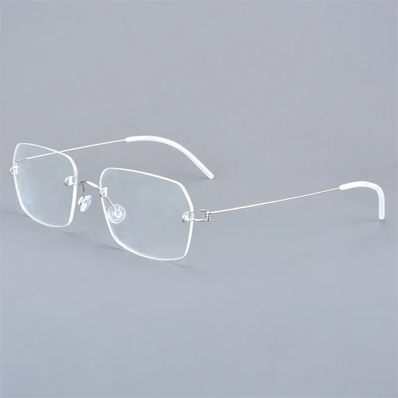Square Screwless Rimless Glasses Frame 2539 Ultralight Titanium Eyeglasses Designer Men Women Business No Rim Eyewear Spectacles