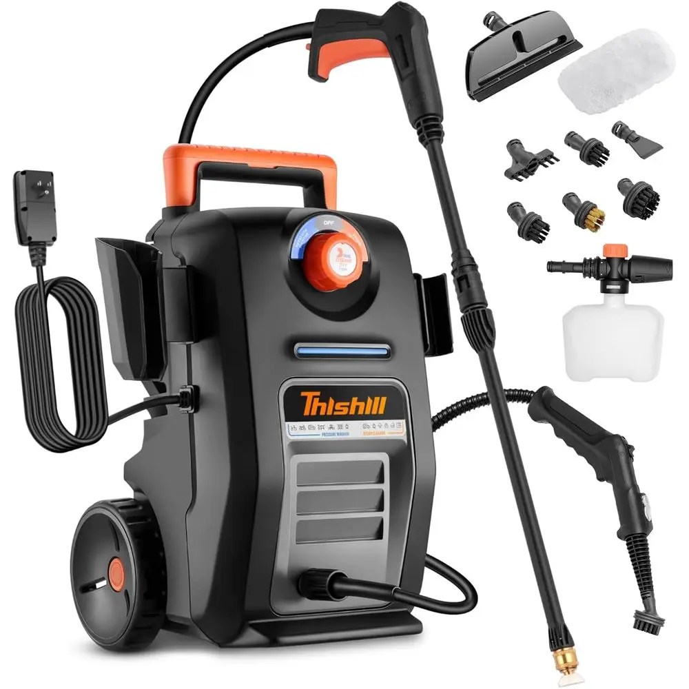 

2 in 1 Prure Washer & Steam Cleaner, 2GPM 3000PSI with High Prure Cleaner, 1500W High-Prure Steamer or Cleaning, Suitable or Hom