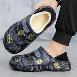 2023 Winter New Stylish Men Slippers Warm Home Slippers Non-Slip Male Cotton Shoes Waterproof Soft EVA Fashion Slippers Big Size