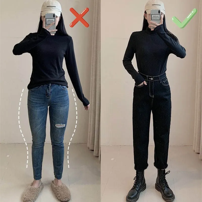 

High Waist Straight Leg Jeans for Pear Shaped Women Loose Fit plus Size Denim Pants Korean Style Casual High Waist Jeans