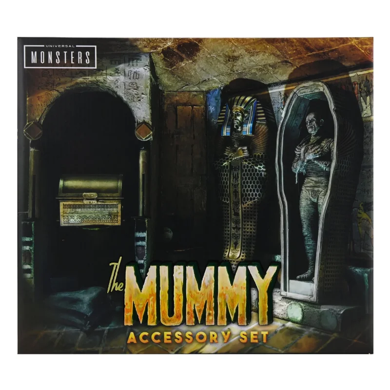 In Stock NECA Laser Licensed Universal Monsters The Mummy 7in Figure Sarcophagus Treasure Chest Diorama Set Brand New