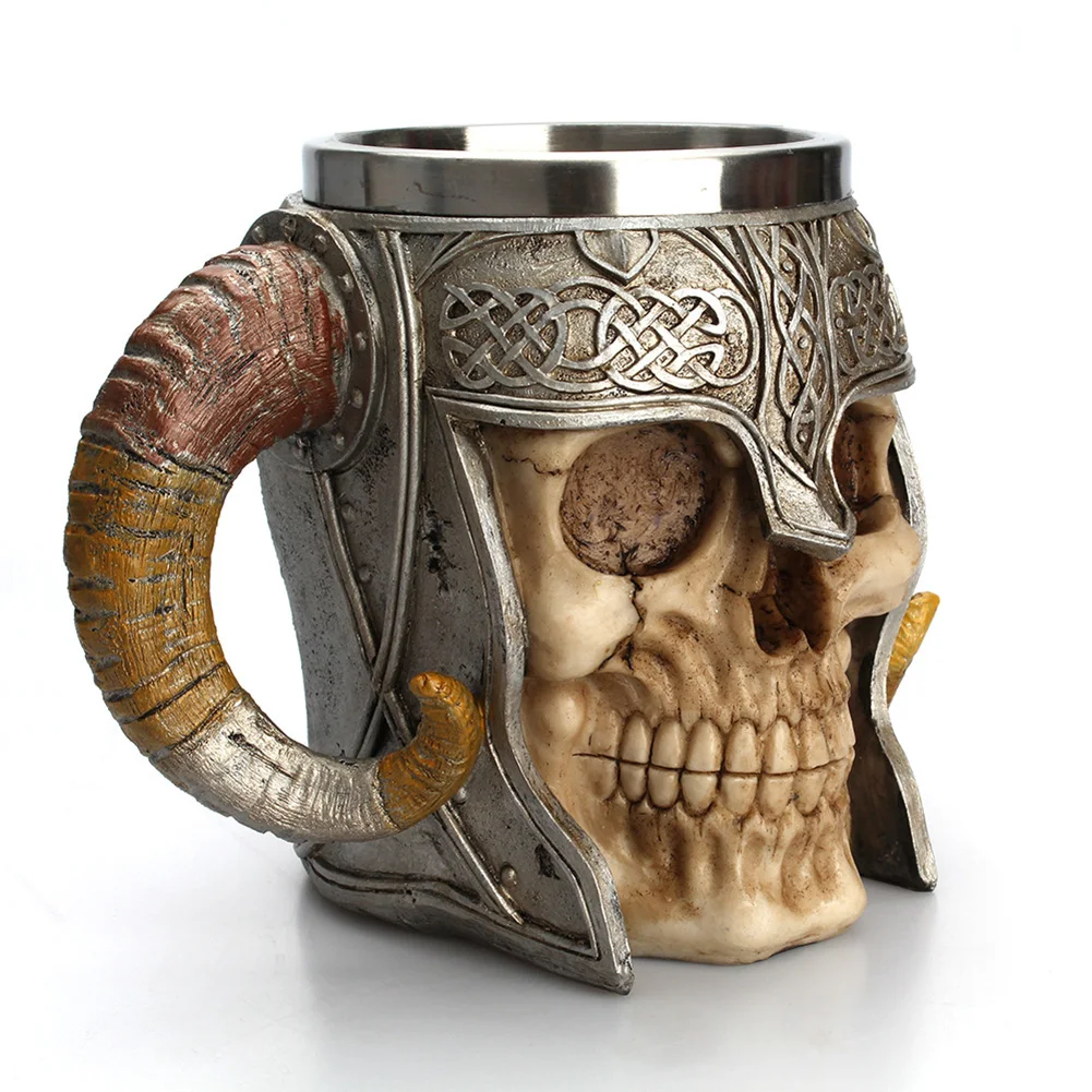 Viking Wood Style Beer Mug Christmas Gift Simulation Wooden Barrel Beer Cup Double Wall Drinking Mug Metal Bar Drinkware