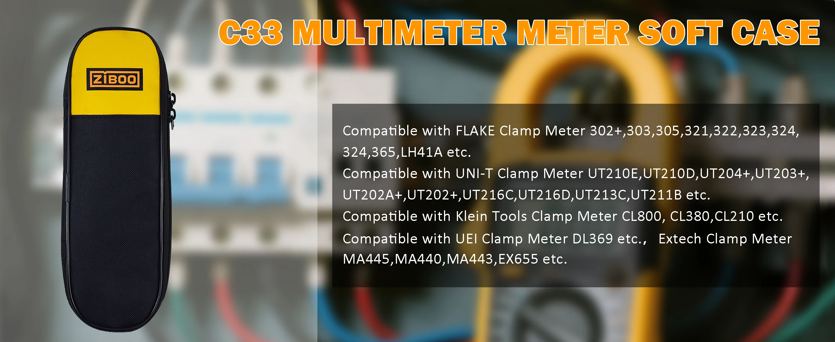 ZIBOO C35 C25 C33 Multimeter-Messgerät, weiches Gehäuse, Verwendung für Zangenmessgerät, Multimeter, Reißverschluss-Tragetasche, Original-Multimeter-Tasche – Detail 11