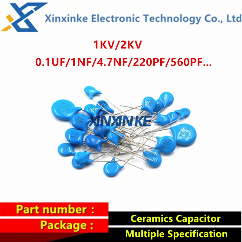 50PCS 1KV 2KV 1NF 4.7NF 220PF 560PF High Voltage Ceramic-dielectric Capacitor 3.3nF 470pF 471/102/103 100PF 1KV104 472