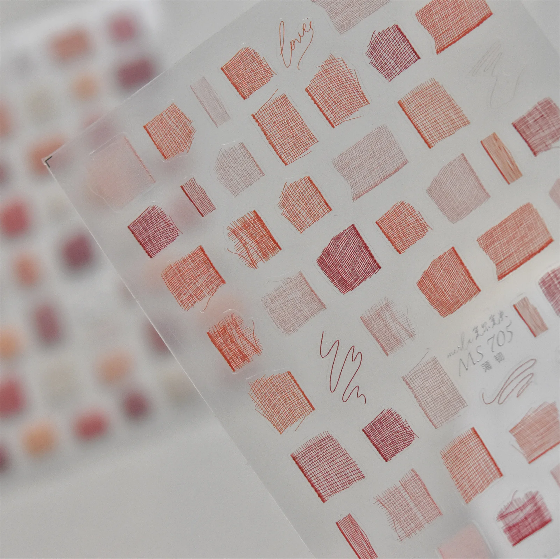 Retro Polka Dot Grid Nail Art Stickers Square Geometric Japanese Style 5D Self Adhesive Colorful Manicure Decoration Decals DIY