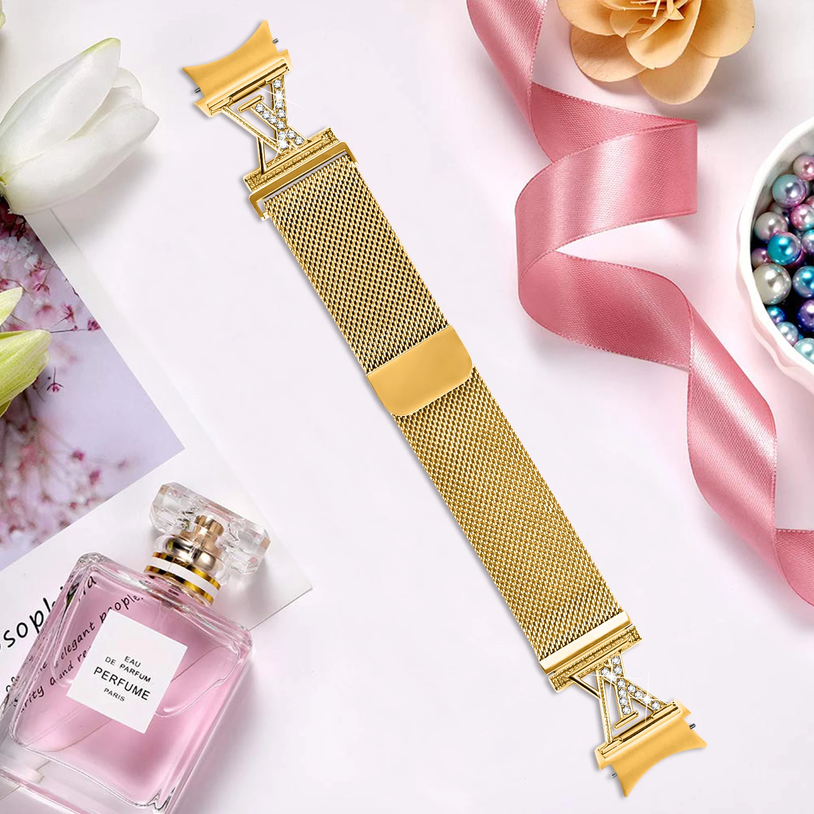 Магнитный ремешок из нержавеющей стали для Samsung Galaxy Watch7 5 6 4 Classic 5pro 44 мм 40 мм 47 мм 43 мм 46 мм 45 мм Металлический браслет без зазоров