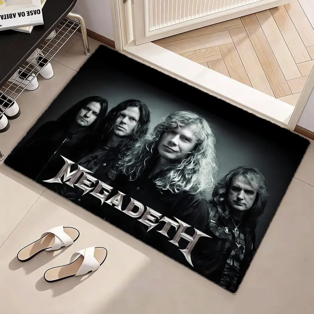M-Megadeth Rock Band Floor Mat Soft Flannel Non-Slip Door Mat - Thickened Rug for Living Room Home Decor