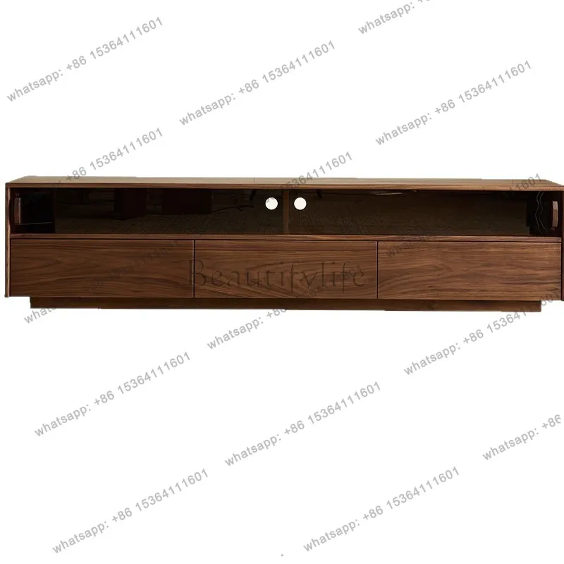 Factory Direct Sales Solid Wood TV Cabinet Black Walnut Retro Style Locker