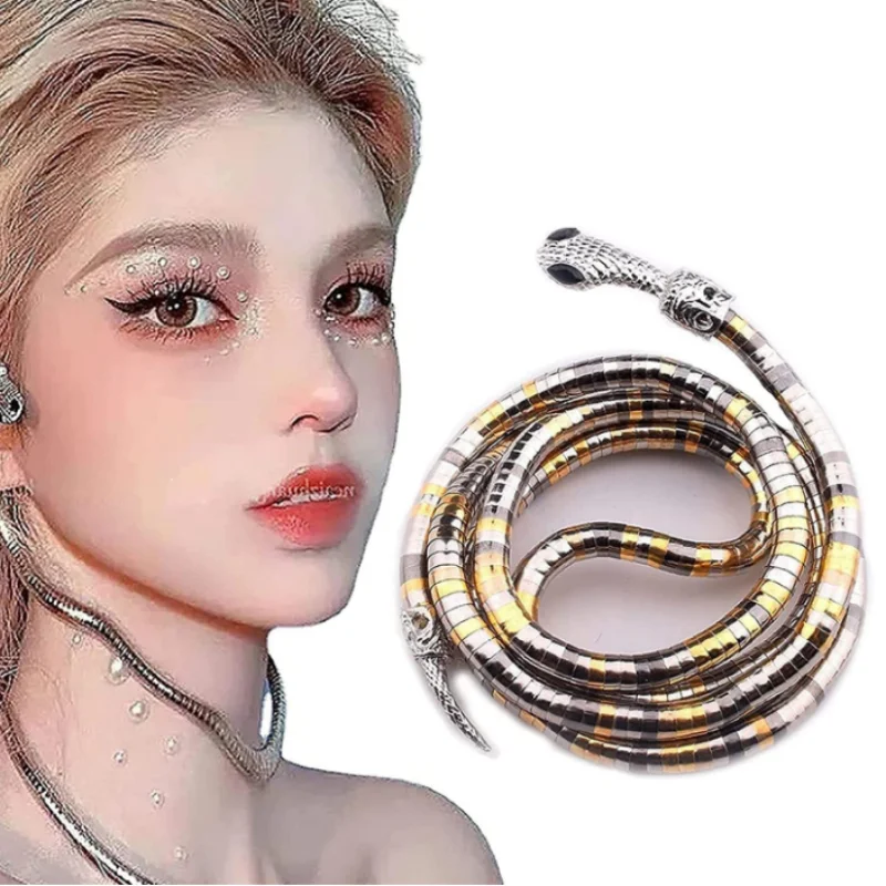 Snake Bone Chain Snake Shape Necklace Fashion Punk Jewelry Accessories Women Men Twistable Wrap Necklace Collar Bendable