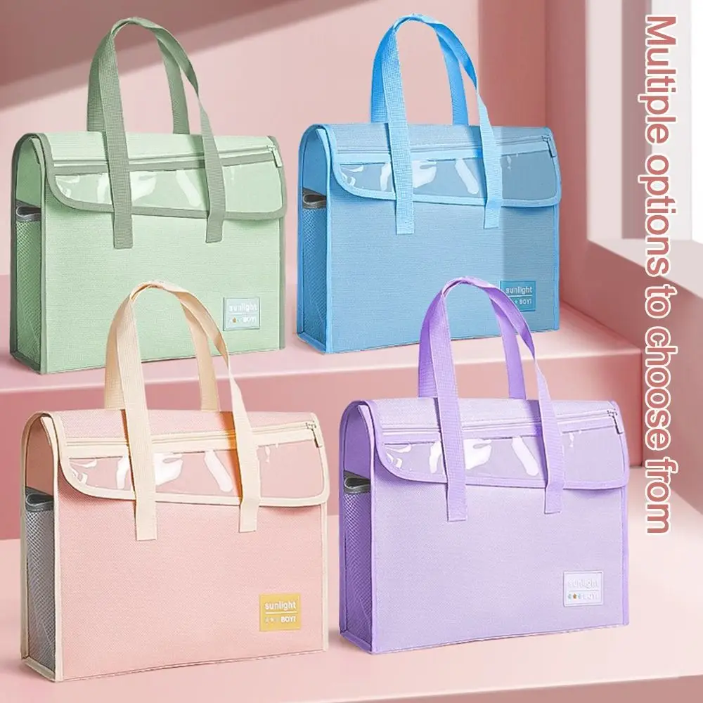 New Flip Cover Handbag Large Capacity Multilayer A4 File Bag Thickening Widening Portable Tote Bag Students