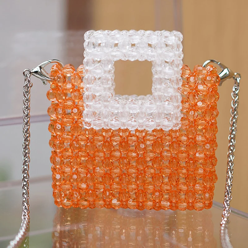 

Acrylic Handmade Woven Square Beaded Handbags for Women New Small Fresh Summer Chain Women's Crossbody Bag 2024 Customization