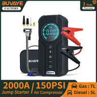 BUVAYE Jump Starter Air Compressor With Power Bank LED Light Portable 12V Battery Booster 2000A Jump Box 150PSI Tire Inflator