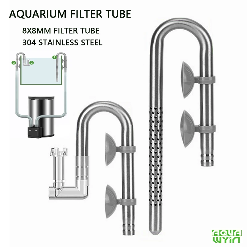 

8mm Aquarium mini filter filter tube stainless steel anti fish and shrimp inlet and outlet oil film filter fish tank supplies