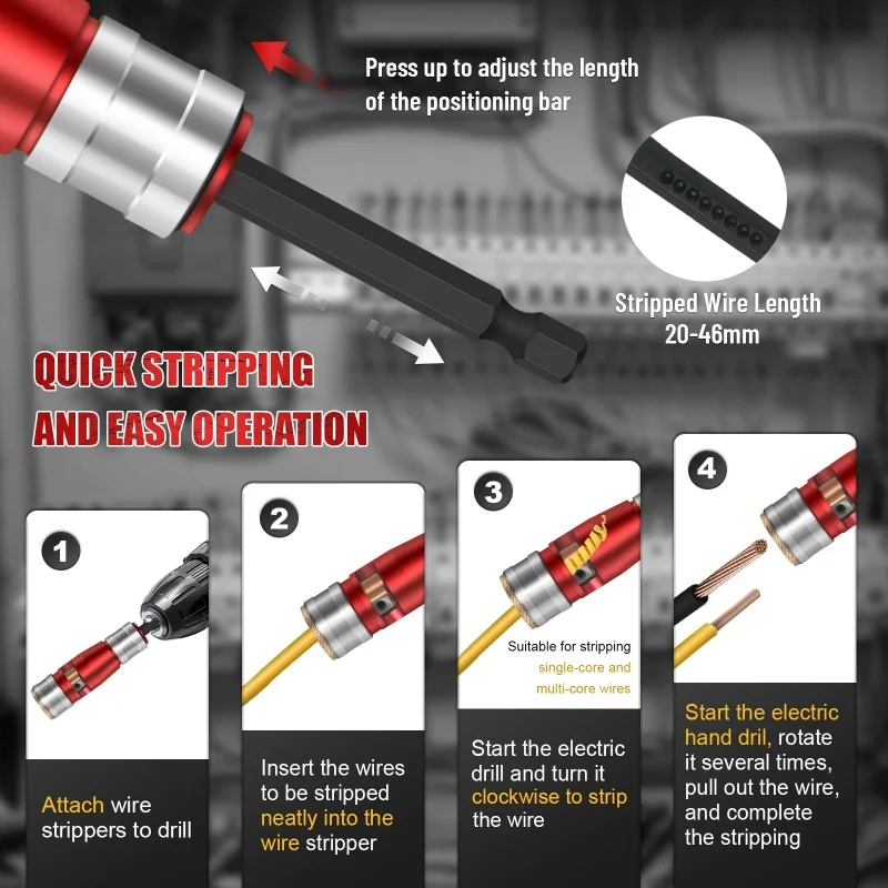 Abisolier werkzeug, 8-in-1-Bohrwerkzeug, Bohr-Twister, Elektriker-Werkzeugs atz, Bohrer-Schnell ab streifer