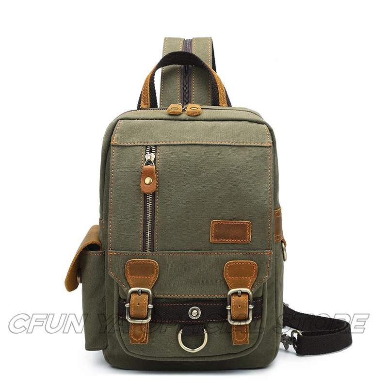 CFUN YA Fashion Trend Luxury Multifunction Men's Cross Chest Bag Canvas Outdoor Unisex Climbing Backpack College Shoulder Bags