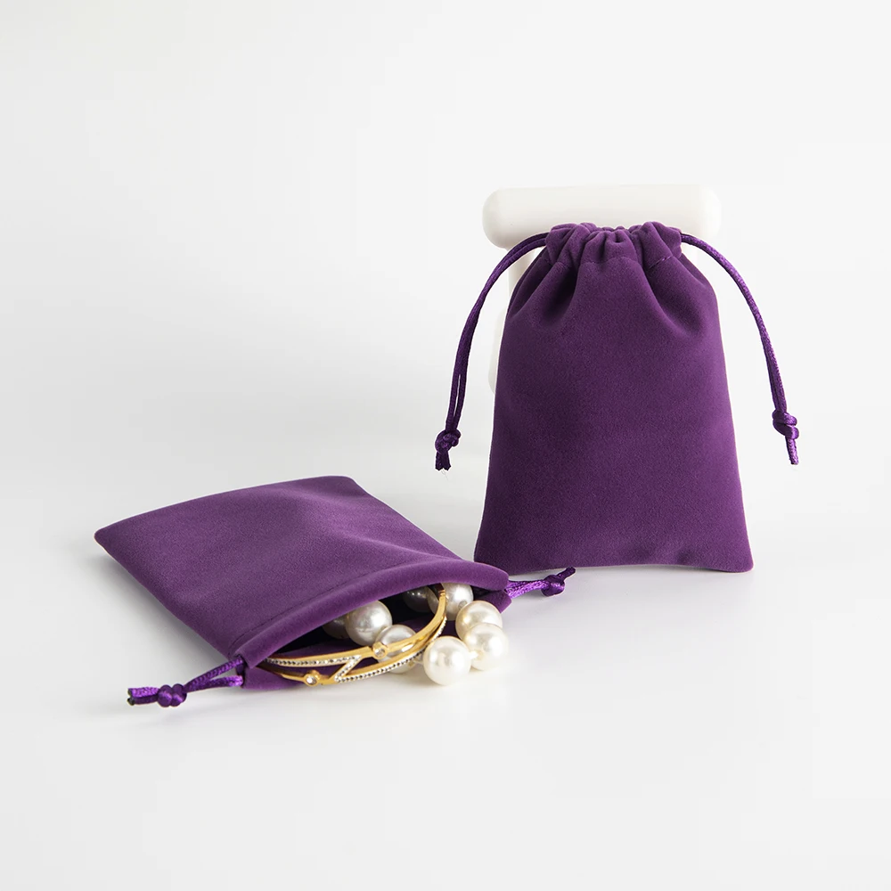 5Pcs Purple Velvet Drawstring Jewelry Accessory Bag Wedding Party Gift Packaging New Year Candy Storage Organizer Sachet Pouches