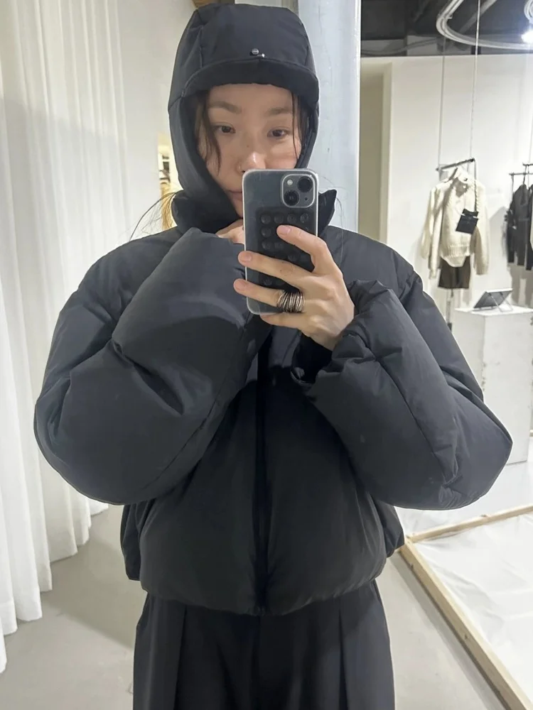 

ort Puffer Jaet Women's Loose Fit Warm mat Sle Bread Coat Winter Stand Collar Du down Thiened Long ...