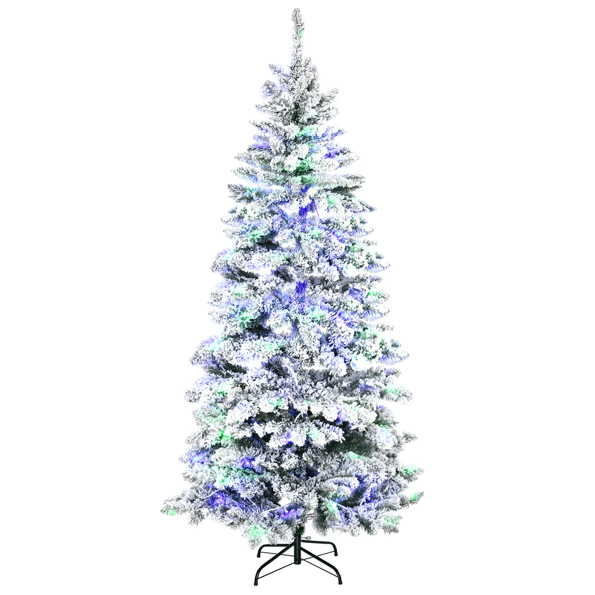 HOMCOM Artificial Christmas tree with 250 LED lights 210 cm 829 branches Green