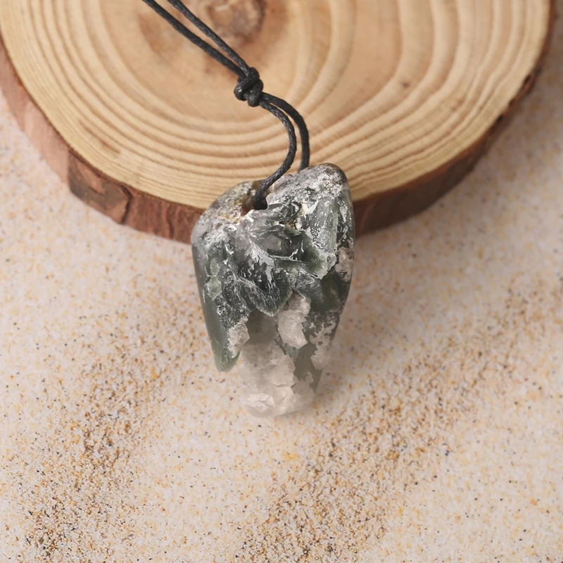 

Ghost Quartz Natural Stone Nugget Shape Fashion Carved Pendant Bead 37x24x11mm 11.2g for Jewelry Making