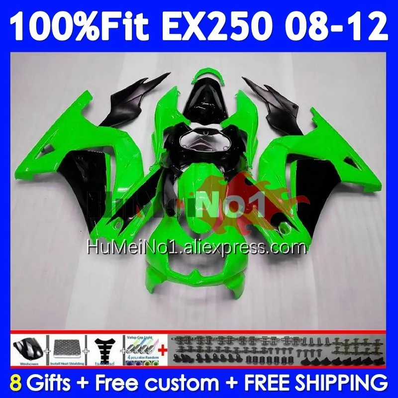 Bodys For KAWASAKI NINJA EX250 EX 250 Green black R 250R 2008 2009 2010 2011 2012 232No.35 EX250R EX-250 08 09 10 11 12 Fairing