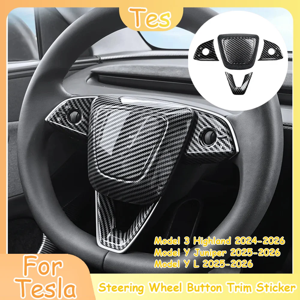 

Накладки на кнопки руля из АБС-пластика, 4 шт., для Tesla Model 3 Highland 2024-2026, Model Y Juniper Y L 2025-2026, декоративные элементы интерьера