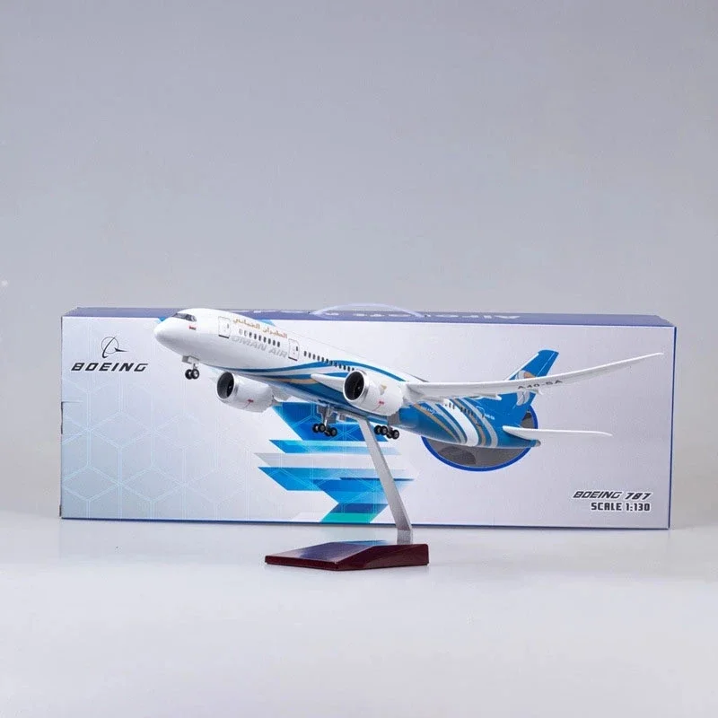 Imagem -06 - Air Airline Modelo de Brinquedo com Luz e Roda Diecast Resina Plástica Avião Omani Aircraft Venda Quente Escala 1:130 47cm 787 B787