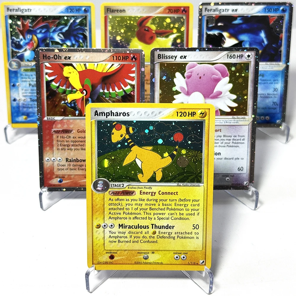 PKM Unseen Forces(UF) Series Foil Rare Proxy Game Cards Ampharos Blissey ex Feraligatr ex Feraligatr Flareon Ho-Oh ex PTCG Cards