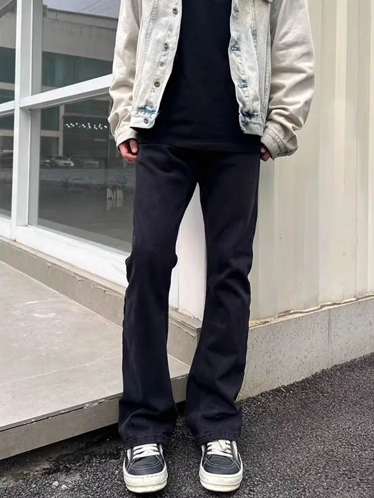 

Parisian Thiened Fce Lined Slim Fit Knife Denim Jeans Men's American High Street CleanFit Trousers Wide Leg Pants