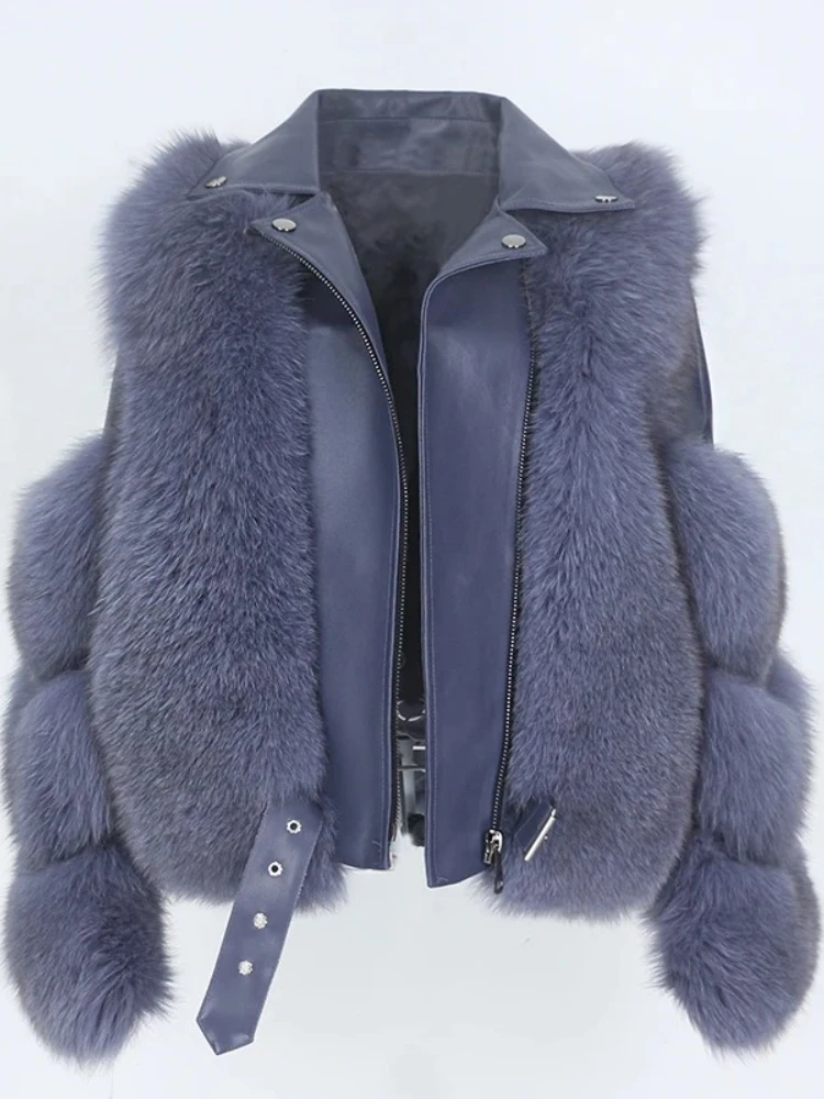 Mulheres natural pele de raposa couro genuíno outerwear casaco de pele real colete jaqueta de inverno destacável streetwear locomotiva roupas