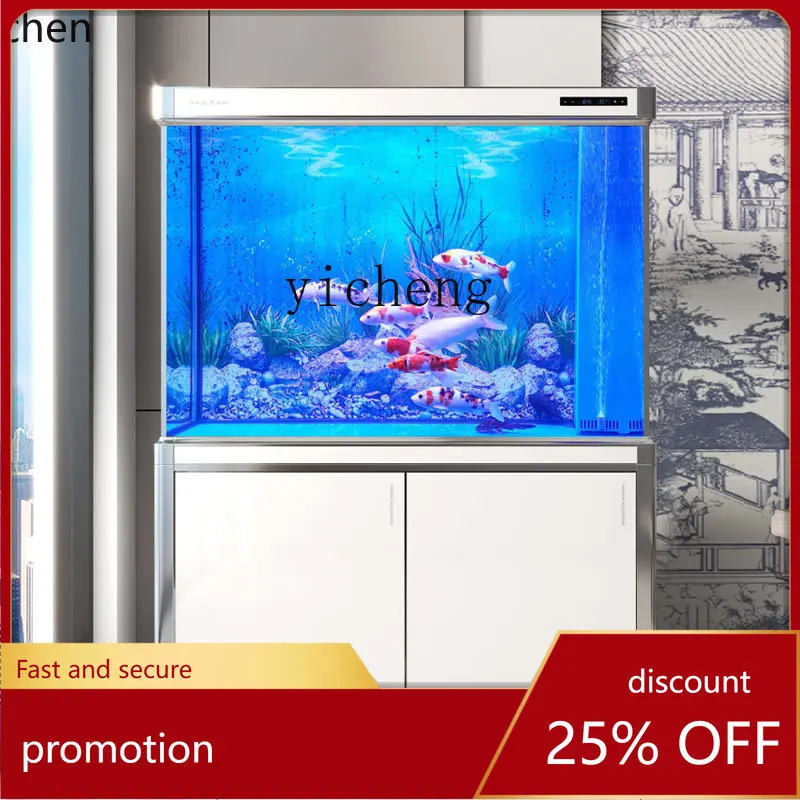 

HXL large floor partition fish tank glass aquarium living room ecological tank bottom filter household tank free of water change