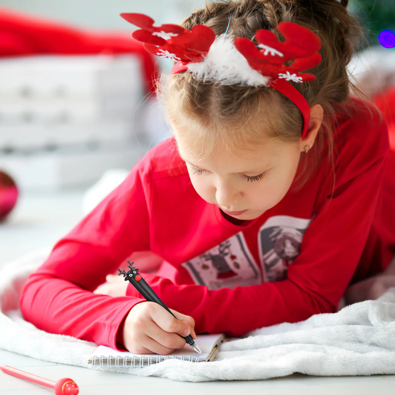 

Mini Deer Shape Ballpoint Pen 16pcs Creative Fan Design Comfortable Grip Cartoon Pens for School Stationery Lovers Blue Black