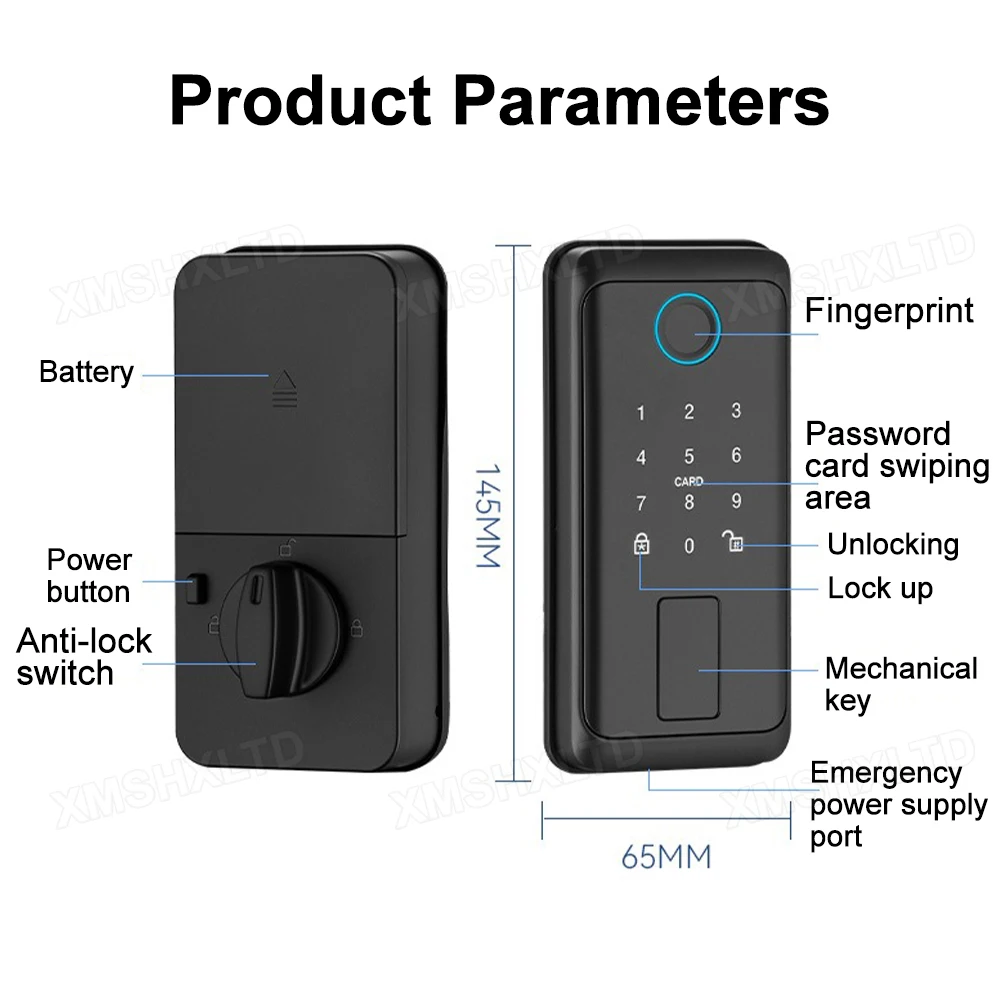 قفل بصمة الإصبع الذكي، قفل بكلمة مرور لأمن المنزل، قفل بكلمة مرور طراز Ble/Wifi مع وظيفة التحكم عن بعد عبر التطبيق fo #5