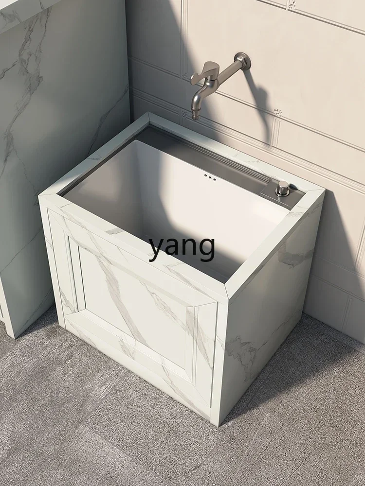 

LH Aluminum Outdoor Wash Basin Cabinet and Mop Pool Sink All-in-One Cabinet Stone Plate Hanging Custom Storage Cabinet
