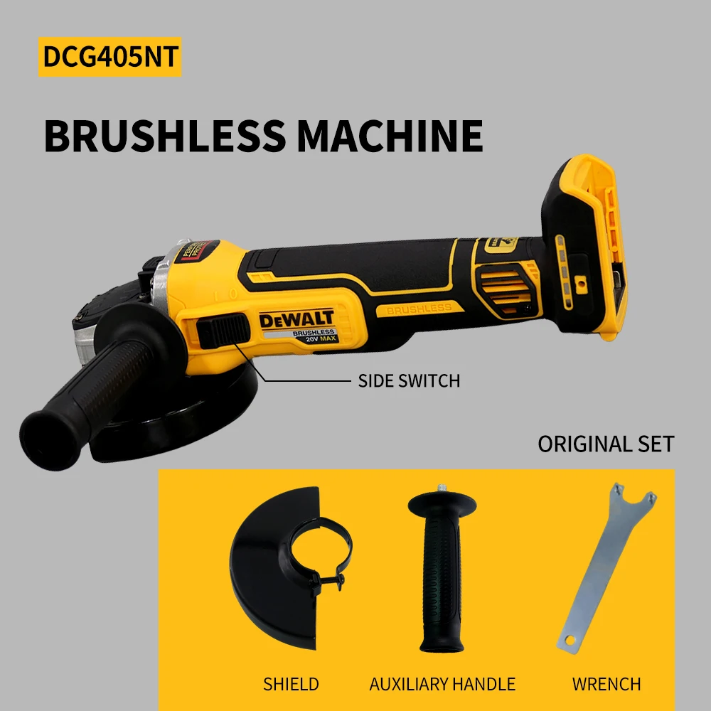 Smerigliatrice angolare senza spazzole DEWALT DCG405 lucidatrice a impatto Wireless portatile 9000 RPM 100/125MM macchina da taglio 20V utensile elettrico