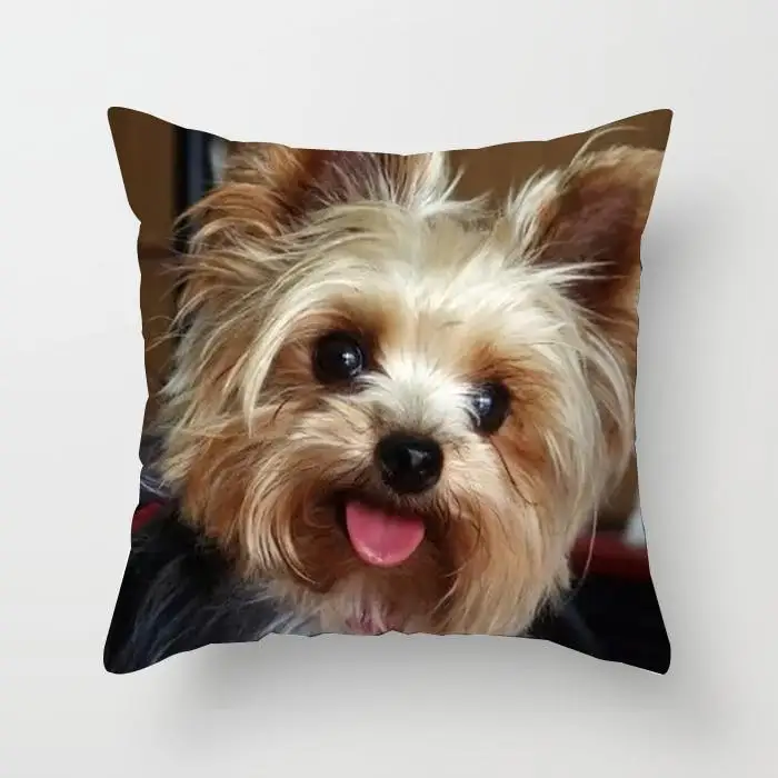 1PC Cute Dog Yorkie BICHON  Yorkshire Decor Print Pillow Case Bedroom Sofa Waist Cushions Cover Car Decoration Cushion