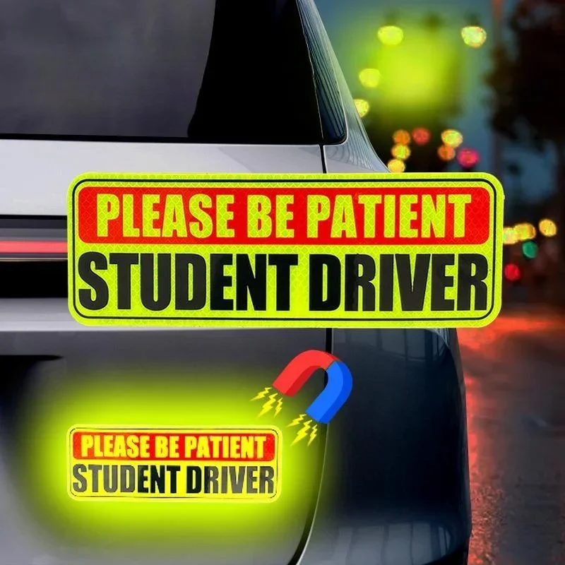 Student Driver Magnet Stickers for Car Truck Reflective Car Safety Signs Decals New Driver Bumper Sticker Universal for Vehicles